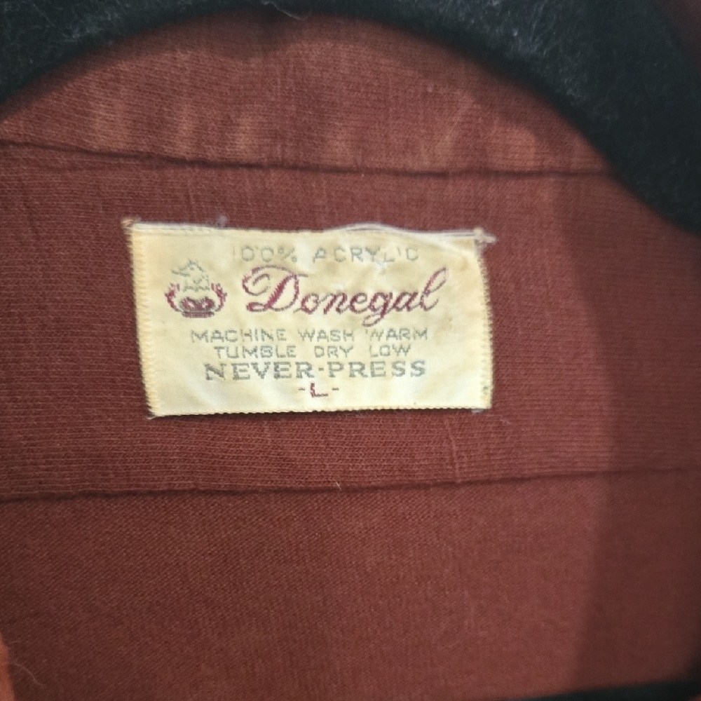 Vintage Donegal Brown Button-Up Shirt with White Stitching Size Large - Picture 7 of 9